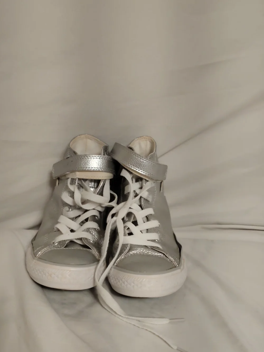 Converse Kids Metallic Silver High-Top Sneakers with Velcro Strap